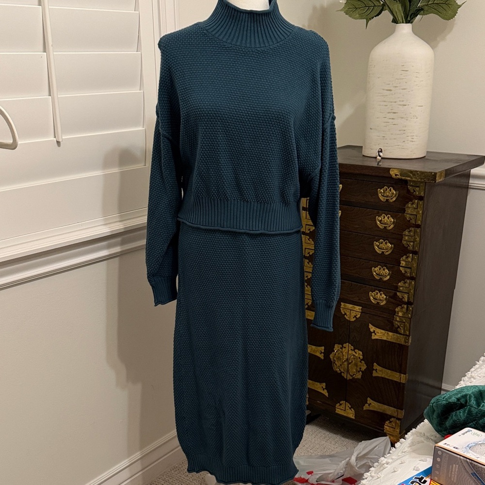 Free People Teal Skirt Set